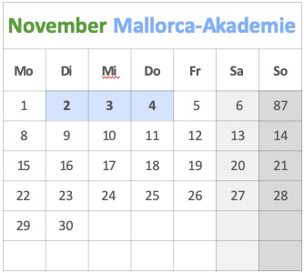 Kalender Mallorca2 November21